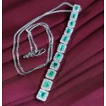 IGI Certified 14 K Very Exclusive Emerald (Colombian) and Diamond Pendant Necklace