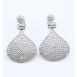 IGI Certified 14 K / 585 White Gold Long Diamond Earrings