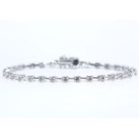 14 K / 585 White Gold & Pink Diamond Tennis Bracelet