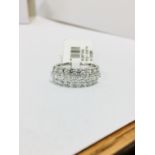 1.79ct diamond three row dress ring,25 round diamonds 1.79ct h colour si grade,5.48gms 18ct white