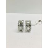 18ct white gol bagette and round diamond Hoop earrings,34 taper diamonds 1.43ct,32 round diamonds