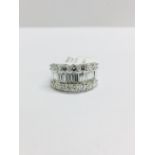 18ct white gold Dress ring ,12 taper baguette diamonds,0.87ct vs grade h colour,14 round diamonds