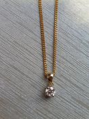 0.15ct diamond solitaire pendant set in 18ct gold. Brilliant cut diamond, I colour and si3