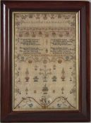 Needlework Sampler dated 1792, S:Axfords School by Mary Williams