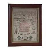 Needlework Sampler dated 1832 by Jane C H Bowlby
