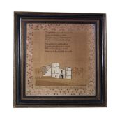 Needlework Sampler dated 1830 with Castle, by Jane Carter