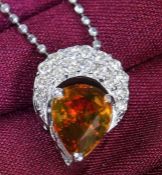 IGI Certified 14 K / 585 Very Exclusive White Gold Alexandrite and Diamond Pendant Necklace
