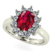 14 K / 585 White Gold Ruby and Diamond Ring