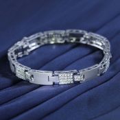 14 K / 585 White Gold Men's Diamond Bracelet - 7.5 Inches