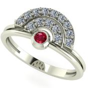 14 K / 585 White Gold Diamond and Ruby Ring