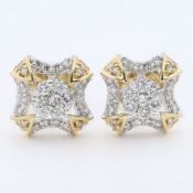 IGI Certified 18 K / 750 Yellow Gold and Diamond Earrings
