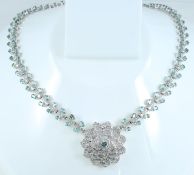 IGI Certified 14 K / 585 White Gold 22.59 ct. Alexandrite and 14.52 ct. Diamond Necklace