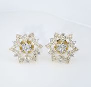 IGI Certified 14 K / 585 Yellow Gold Diamond Earrings