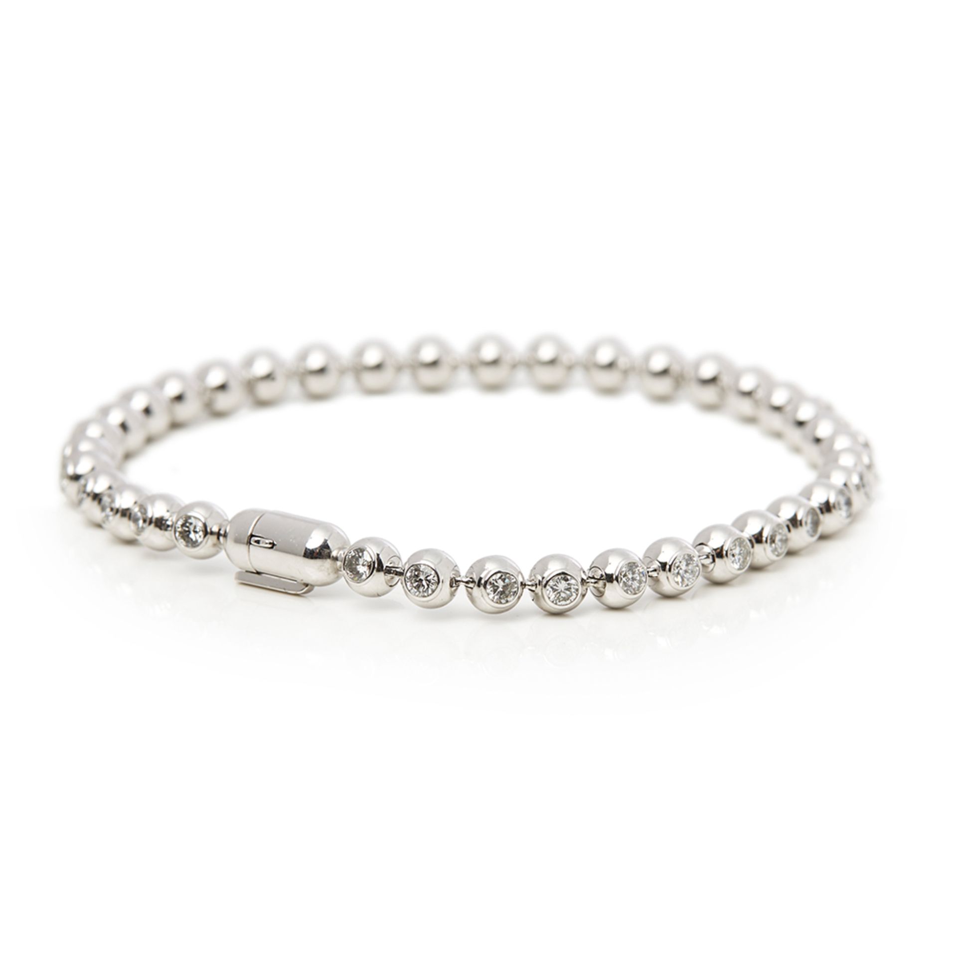 Cartier 18k White Gold Perles de Diamants Bracelet - Image 2 of 8