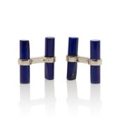 Cartier 18k White Gold Lapis Lazuli Baton Cufflinks