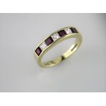 A "Restored" Half Eternity Ruby and Diamond Ring