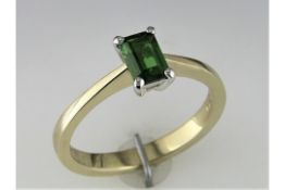 An Unused Chrome Diopside Solitaire Ring