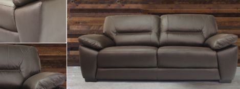 Brand new and boxed Burghley Brown Leather 3 Seater Sofa With an irresistibly inviting shape