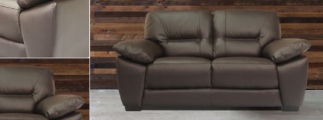 Brand new and boxed Burghley Brown Leather 2 Seater Sofa With an irresistibly inviting shape