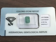 2.93ct Natural Emerald with IGI Certificate