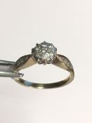 9ct Ladies Diamond Cluster Ring with Diamond Embedded Shoulders