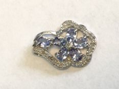 Platinum over sterling silver diamond and sapphire ring