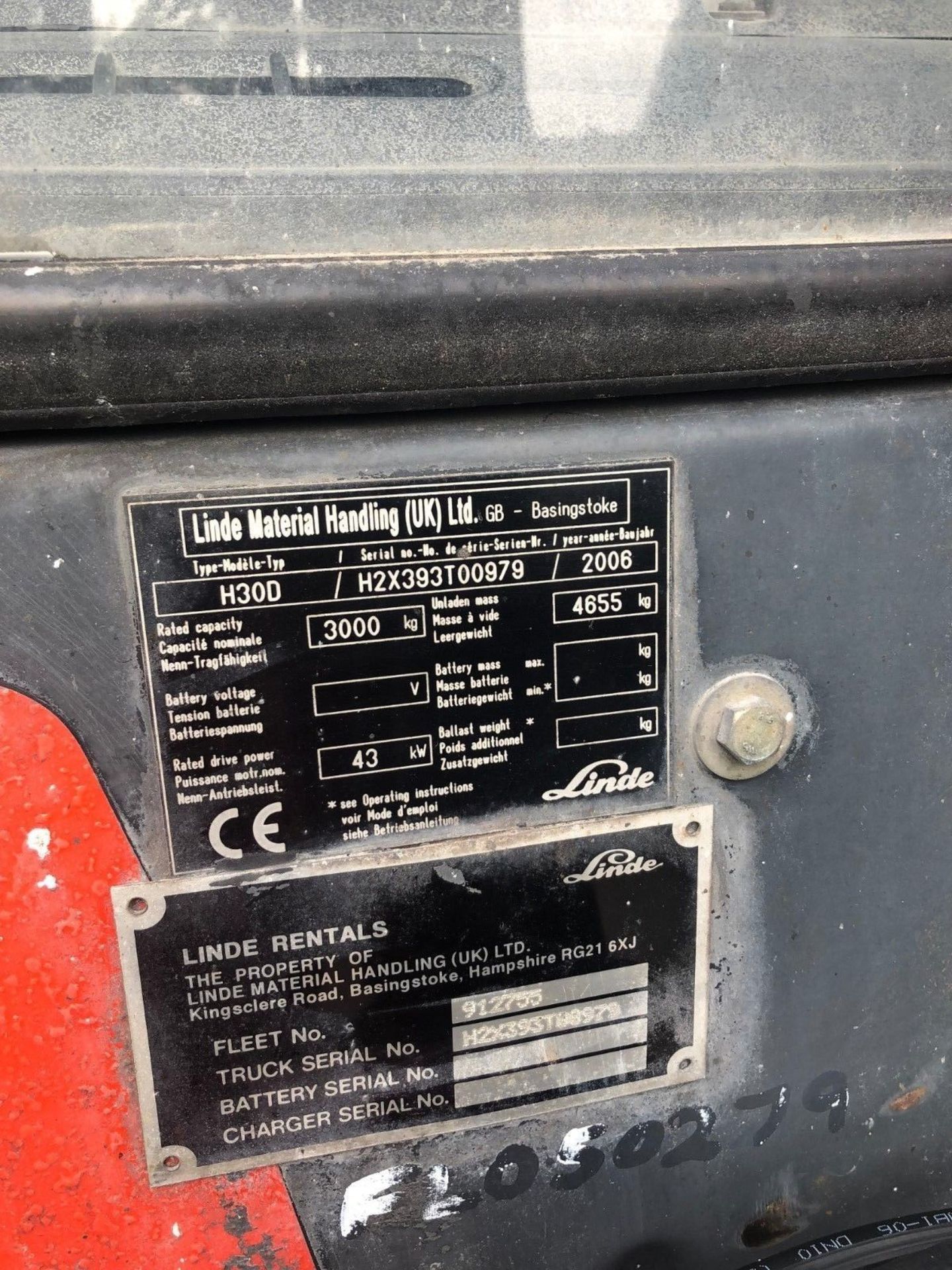 LINDE H30D DIESEL FORK LIFT, DUPLEX MAST, SIDE SHIFT, YEAR 2006 - Image 4 of 4