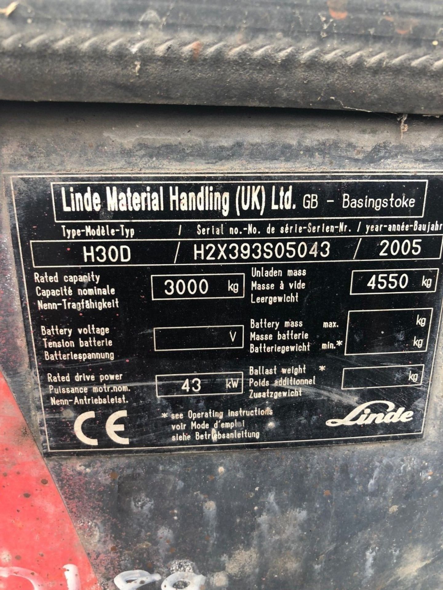 LINDE H30D DIESEL FORK LIFT, DUPLEX MAST, SIDE SHIFT, YEAR 2005 - Image 5 of 6