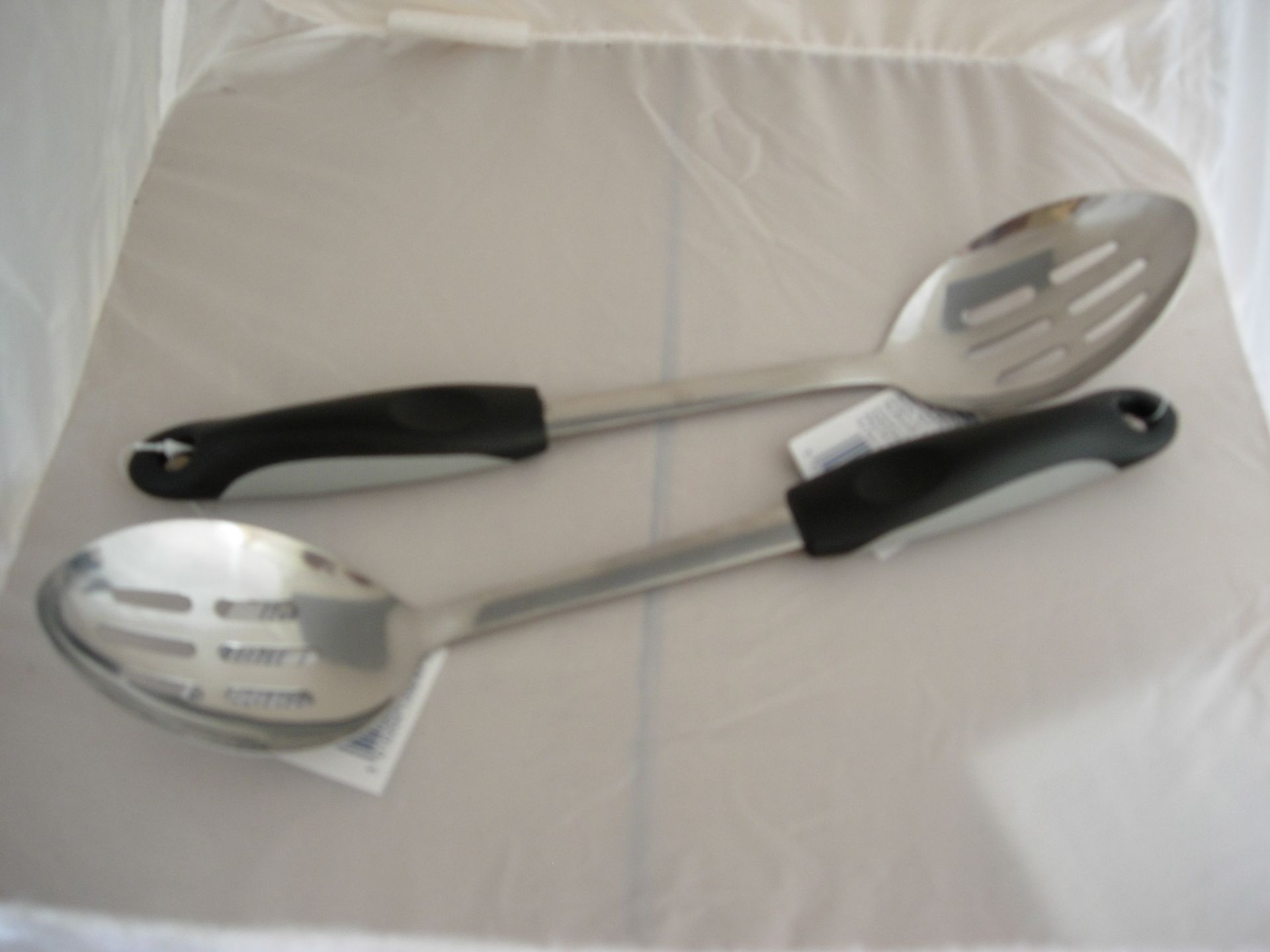 12 X Tesco Soft Grip Slotted Spoons