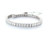 18ct White Gold Emerald Cut Diamond Bracelet 16.20