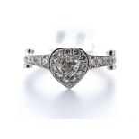 18ct White Gold Tiffany Style Halo Heart Cut Diamond Ring 1.63