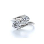 18ct White Gold Two Stone Claw Set Diamond Ring 2.02