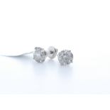 18ct White Gold Single Stone Claw Set Diamond Earring 3.30