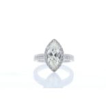 18ct White Gold Single Stone With Halo Setting Ring 1.30 Centre Stone