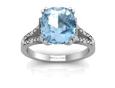 9ct White Gold Diamond And Blue Topaz Ring 0.07