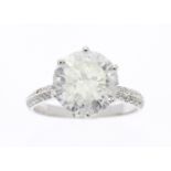 18ct White Gold Single Stone Claw Set With Stone Set Shoulders Diamond Ring 4.12