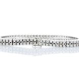 18ct White Gold Single Stone Double Row Prong Set Diamond Bracelet 3.50