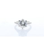 18ct White Gold Single Stone Prong Set With Stone Set Shoulders Diamond Ring 3.74 Centre Stone