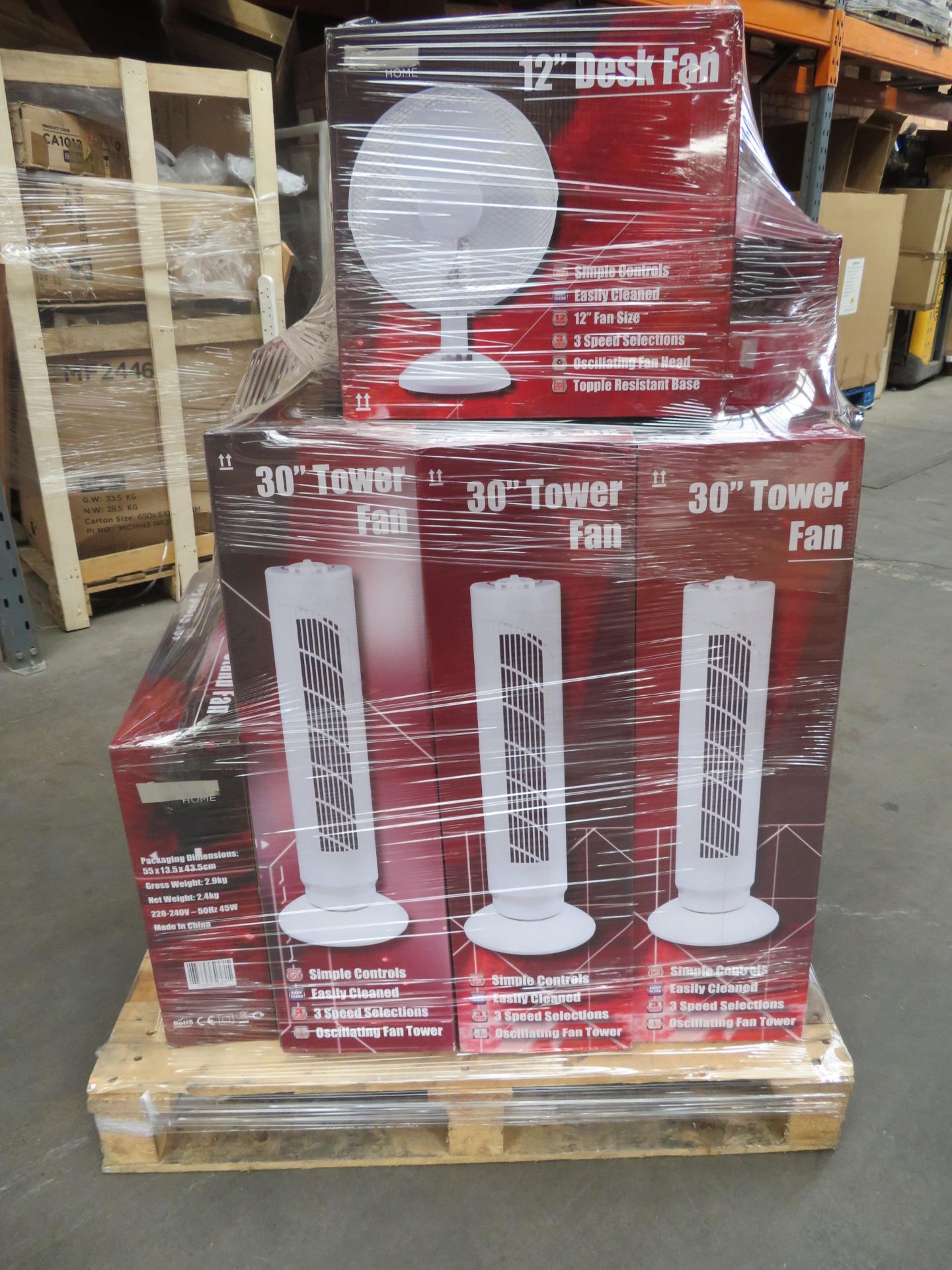 (R101) PALLET TO CONTAIN 23 VARIOUS FANS - INCLUDING 30 INCH TOWER FANS, 29 INCH TOWER FANS, 16 INCH - Image 2 of 3