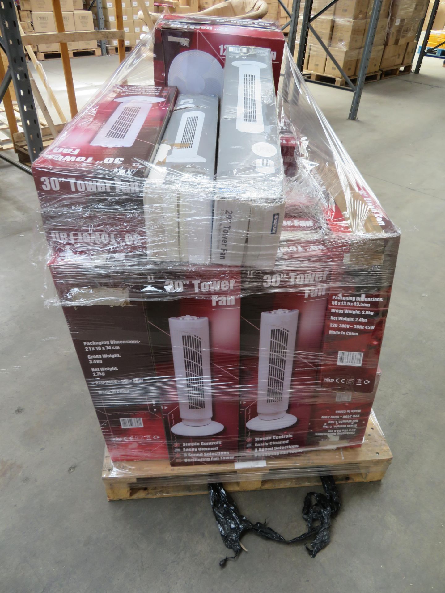 (R101) PALLET TO CONTAIN 23 VARIOUS FANS - INCLUDING 30 INCH TOWER FANS, 29 INCH TOWER FANS, 16 INCH - Image 3 of 3