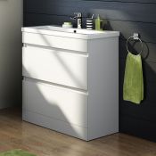 (C4) Pallet To Contain 3 X Brand New 800Mm Trent High Gloss White Double Drawer Basin Cabinet -