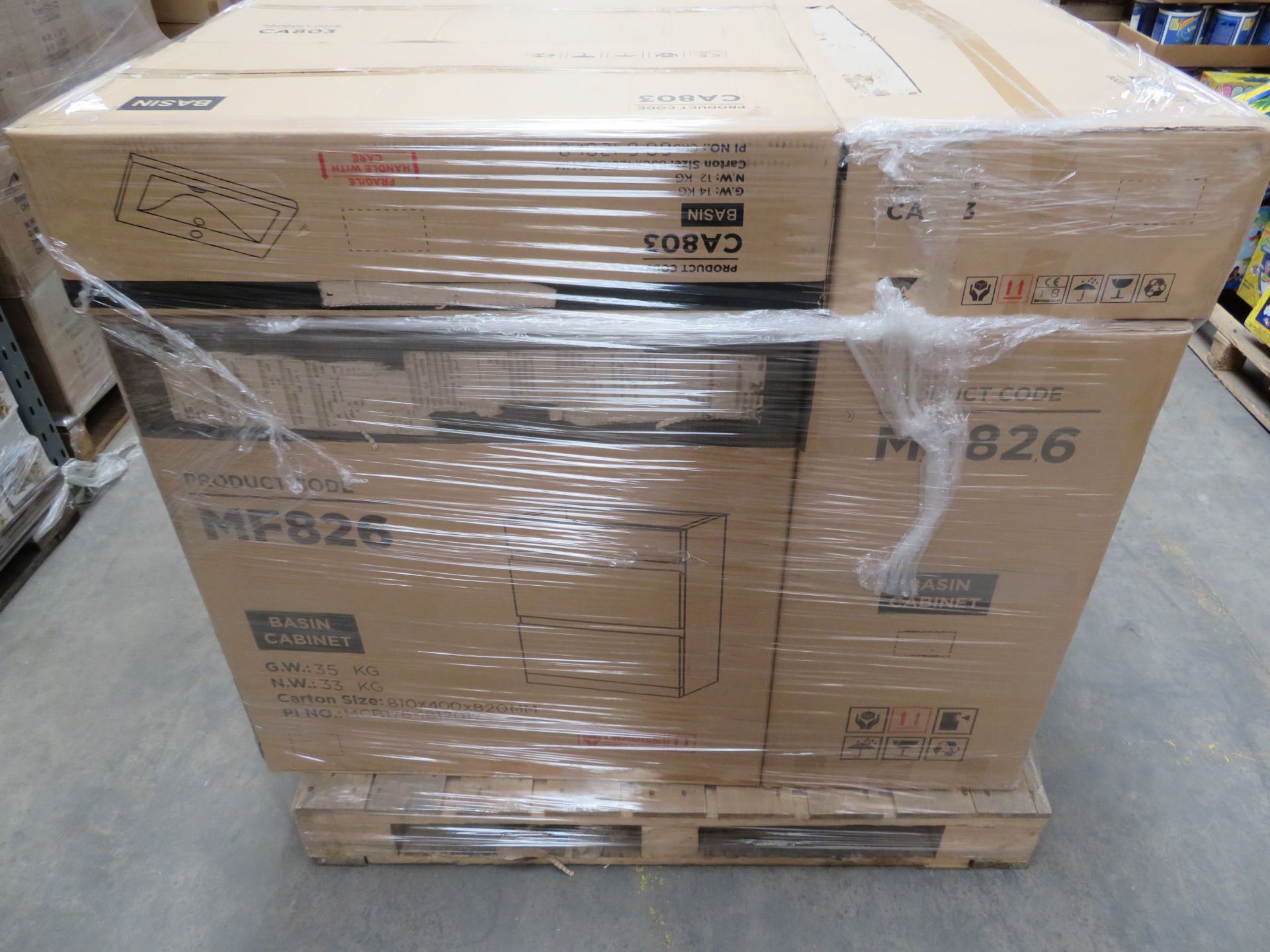 (C4) Pallet To Contain 3 X Brand New 800Mm Trent High Gloss White Double Drawer Basin Cabinet - - Image 5 of 7