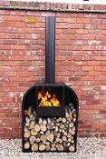 Brand new in delivery carton GARDECO ARNO Large size wood stove in black rustic style with 200cm