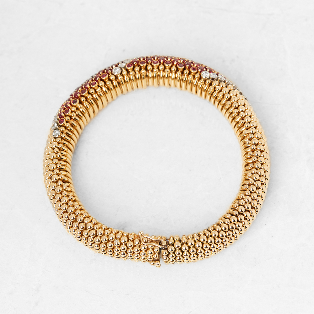 Van Cleef & Arpels 18k Yellow Gold Ruby & Diamond Bracelet - Image 6 of 7