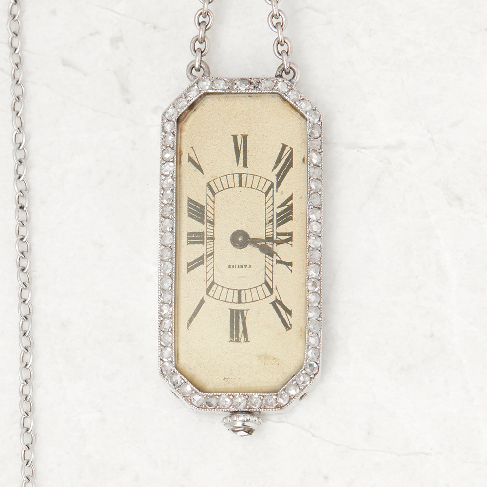 Cartier Platinum Diamond Set Rare Vintage Brooch Watch - Image 4 of 9