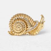 Rene Boivin 18k Yellow Gold Diamond Snail Brooch
