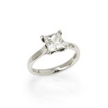 Unbranded Platinum Princess Cut Diamond Solitaire Engagement Ring