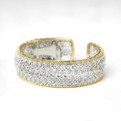 Buccellati 18k White & Yellow Gold 5.00ct Diamond Cuff Bracelet