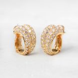 Cartier 18k Yellow Gold Double Hoop Diamond Earrings