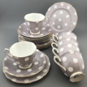 Vintage English Porcelain 18 Piece Tea Service Set ROYAL ALBERT Polka Dot 1950s